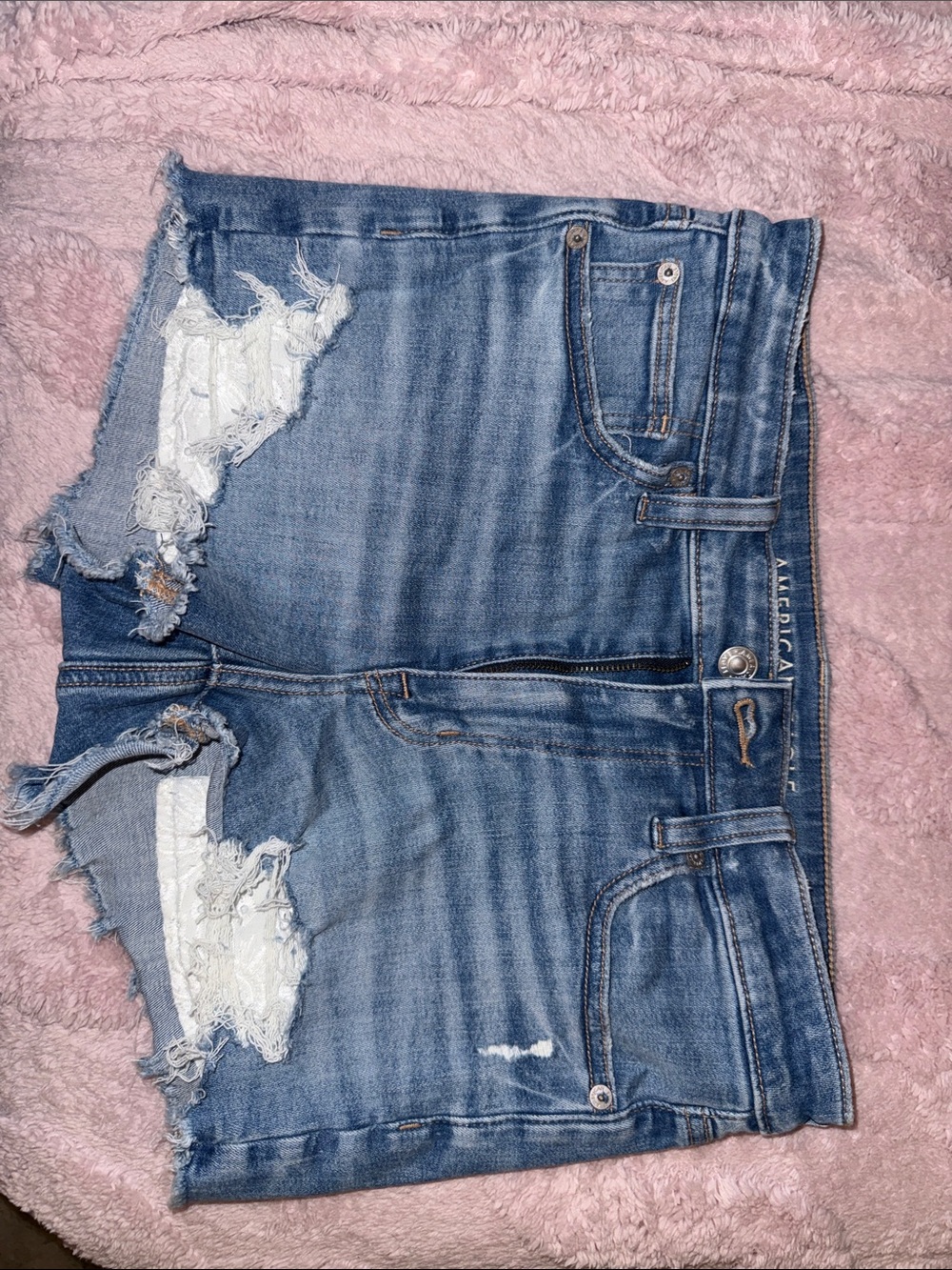 American Eagle Outfitters Light Blue Distressed Denim Shorts
